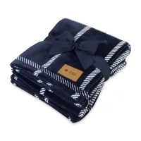 Elegant Lodge Recycled Polyester Throw Blanket - Airy Lodge Blue
