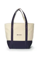 Seaside Zippered Cotton Tote - Navy Blue