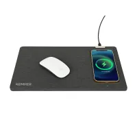 Eden Recycled Polyester Wireless Charging Mouse Pad - Charcoal Heather