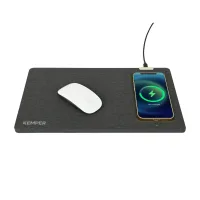 Eden Recycled Polyester Wireless Charging Mouse Pad - Charcoal Heather