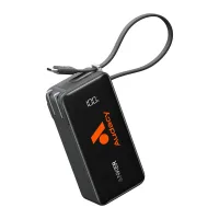 Anker Power Bank (10K, Fusion, Built-In Cable) - Black