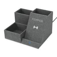 Eden Recycled rPET Wireless Charging Desk Organizer - Charcoal Heather