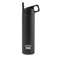 MiiR Vacuum Insulated Wide Mouth Leakproof Straw Lid Bottle - 20 Oz. - Black Powder