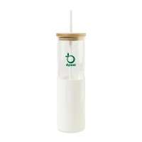 Aviana Journey Glass Tumbler with Straw - 20 Oz - White