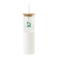 Aviana Journey Glass Tumbler with Straw - 20 Oz - White