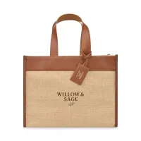 Out of the Woods Jute Trim Box Tote - Natural