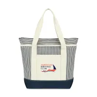 Newport Cotton Zippered Tote - Navy-Natural Stripe