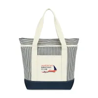 Newport Cotton Zippered Tote - Navy-Natural Stripe
