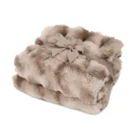 Ruched Faux Fur Recycled Polyester Blanket - Mocha Frost