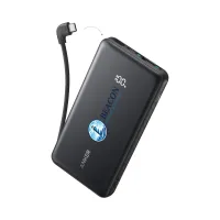 Anker Power Bank (10K, 22.5W, Built-In USB-C Cable) - Black