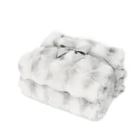 Ruched Faux Fur Recycled Polyester Blanket - Ivory Frost