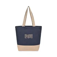 Recycled Cotton Canvas Jute Tote - AWARE - Navy