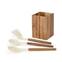 La Cuisine Kitchen Canister with Utensils - Wood