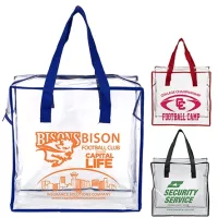 12"W x 12"H x 6"Gusset – "ARETE" Clear Vinyl Stadium Compliant Tote Bag with Zipper