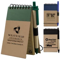 "Arcata" Eco Inspired Jotter Notepad Notebook with Matching Color Eco Inspired Paper Pen