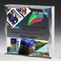 Scalloped Acrylic Paperweight Awards - 4" x 4" x 3/4"- 2400S (Screen Print)