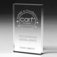 Screen Printed Scalloped Edge Rectangular Acrylic Paperweight Award (4"x 6"x 1")