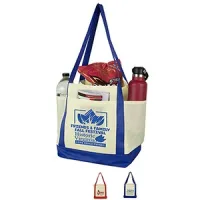 18"W x 12"H x 7" Gusset - "THE CRUISER" Faux Canvas 3-Pocket Value Tote