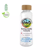 "CLEARLY FLOW" 16 oz Recycled RPET Bottle With Bamboo Cap