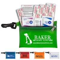 "Parkway Plus" 8 Piece First Aid Kit w/Plastic Carabiner Attachment
