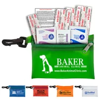 "Parkway Plus" 8 Piece First Aid Kit w/Plastic Carabiner Attachment