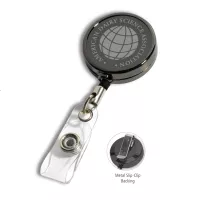 "Dublin Gunmetal LZ" Solid Metal Retractable Badge Reel & Badge Holder w/Laser Imprint