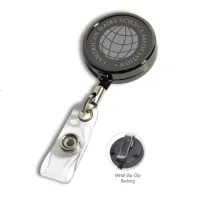 "Dublin Gunmetal LZ" Solid Metal Retractable Badge Reel & Badge Holder w/Laser Imprint