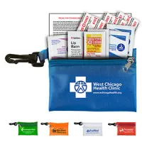 "Lyon" 10 Piece First Aid Kit w/Plastic Carabiner Attachment