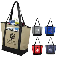 17-1/2"W x 13-1/2"H x 6"Gusset - "The CITY" Convention, Corporate, Travel, Beach and Boat Tote Bag