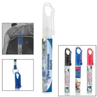 "SprayClip" 10 ml. Antibacterial Hand Sanitizer Spray Pump Bottle with Carabiner Clip Cap (OVERSEAS