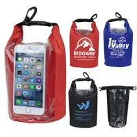 7" W x 11" H "The Navagio" 2.5 Liter Water Resistant Dry Bag With Clear Pocket Window (Overseas)