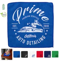 "LILY" Recycled RPET 300GSM Heavy Duty Microfiber Electronics, Rally or Sports Towel - 12" W X 12" H