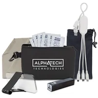 "SEDONA" 10 pcs Charge &Take Along Kit in Black Mesh Zipper Pouch