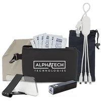 "SEDONA" 10 pcs Charge &Take Along Kit in Black Mesh Zipper Pouch