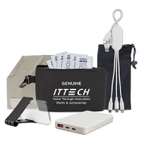 "SyncPack" 8 pcs Tech Kit in Black Mesh Zipper Pouch