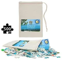 "LARAMIE" 500 Piece Puzzle In Cotton Drawstring Cinch - 6" W x 10" H
