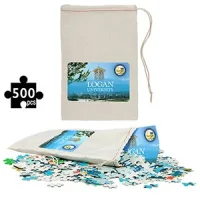 "LARAMIE" 500 Piece Puzzle In Cotton Drawstring Cinch - 6" W x 10" H
