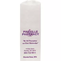 White Paper Pharmacy Bags (3 1/2"x2"x10 1/4")