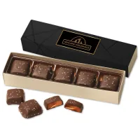 Chocolate Sea Salt Caramels Flight with Black Geometric Wrap