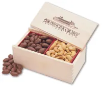 Wooden Collector's Box w/Chocolate Almonds & Cashews