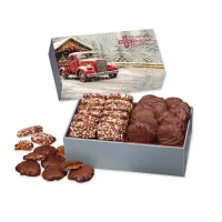Toffee & Pecan Clusters in Gift Box with Red Truck on Bridge Sleeve