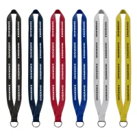3/4" Polyester Lanyard with Sewn Silver Metal Split-Ring
