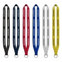 3/4" Polyester Lanyard with Sewn Silver Metal Split-Ring