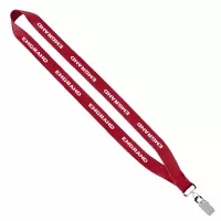 3/4" Economy Polyester Lanyard with Sewn Silver Tone Metal Bulldog Clip
