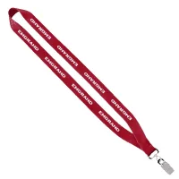 3/4" Economy Polyester Lanyard with Sewn Silver Tone Metal Bulldog Clip
