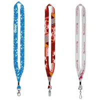 3/4" Dye-Sublimated Lanyard with Silver Tone Metal Crimp & Split Ring