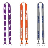 IMPORT Rush 1" Dye-Sublimated 2-Ended Lanyard with Dual Silver Metal Crimp & Split-Ring
