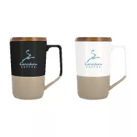 Rochester 15oz Two-Tone Ceramic Mug w/Wood Lid