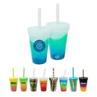 16 Oz. Silicone Tumbler w/Lid & Straw