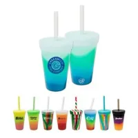 16 Oz. Silicone Tumbler w/Lid & Straw